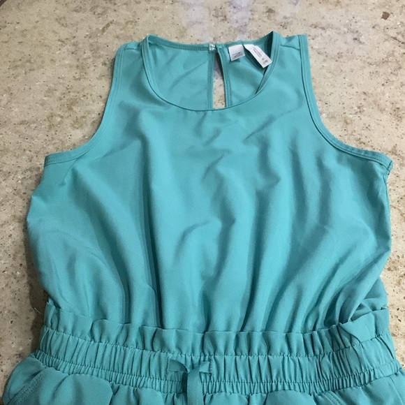 NWOT Z by Zella Girl Sleeveless Ruffle Waist Romper in Teal Lagoon Size 7 - Picture 6 of 10